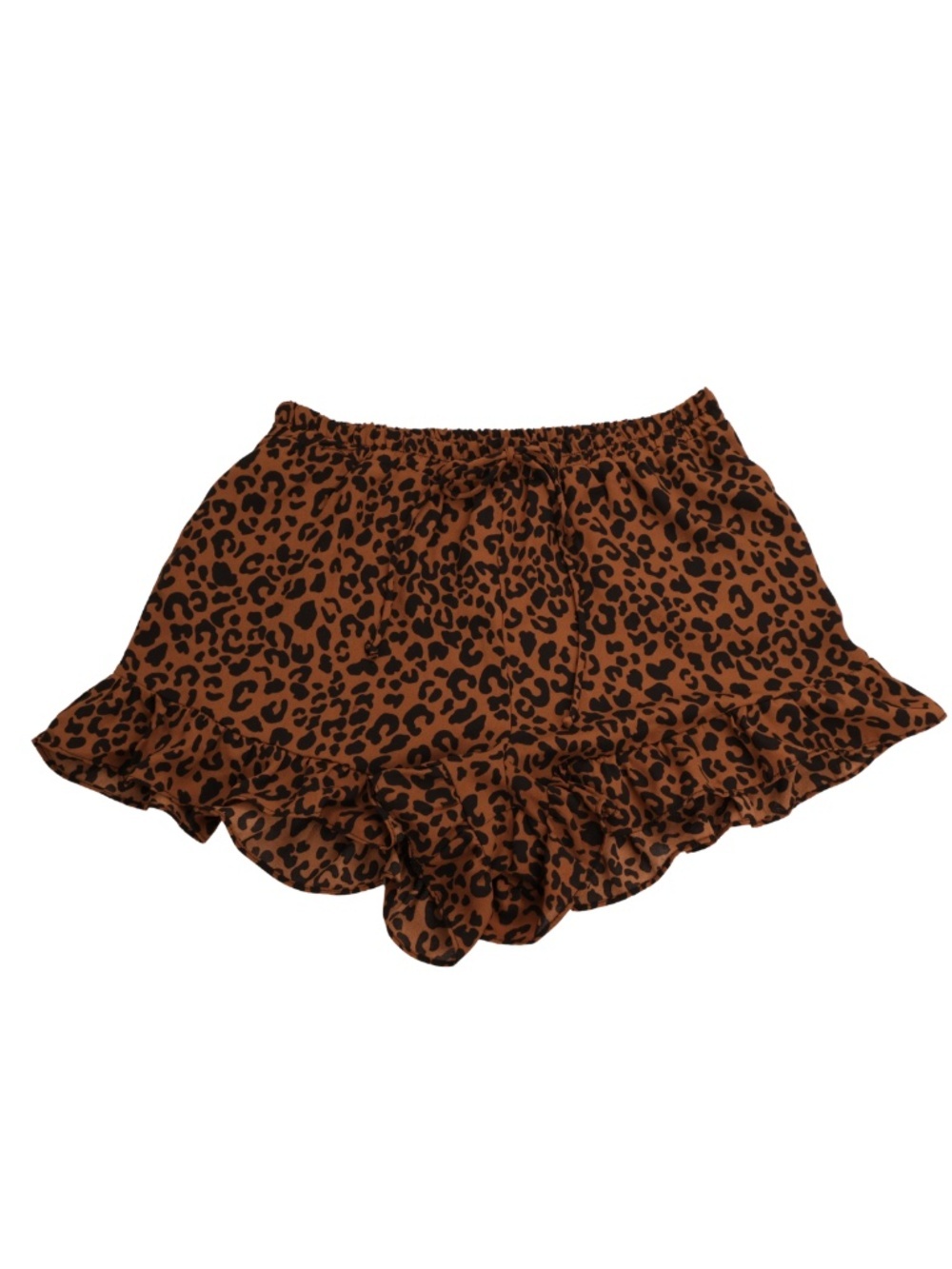 Sienna Sky Leopard Print Shorts Size S Flowy Ruffle Hem High Rise